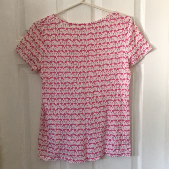 🌞 3/15$ Lord & Taylor Pink and White Flamingo Tee - S - Picture 3 of 5